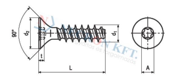 Süllyesztettfejű TORX PT csavar (NCN11308-ZN-0010)