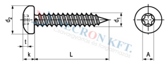 Domborúfejű lemezcsavar TORX behajtónyílással (NCN13274-ZN-0120)