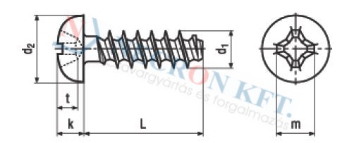 Félgömbfejű kereszthornyú PT csavar (NCN13577-ZN-0295)