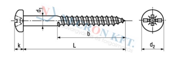 Domborúfejű kombi kereszthornyú facsavar (NCN14058-ZN-0055)