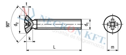 Lencsefejű csavar Pozidriv kereszthoronnyal (DIN966-04PZ-0130)
