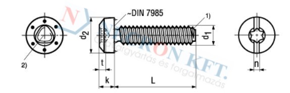 Domborúfejű menetnyomó csavar TORX, karcolóbütyökkel (DIN7500CK-Z-0015)