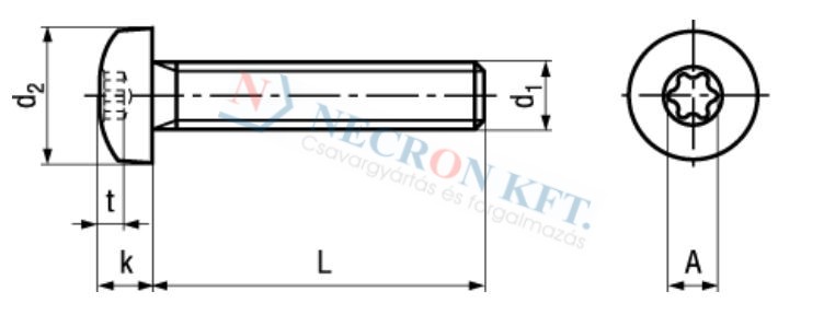 Domborúfejű Torx kulcsnyílású csavar (NCN20038-A4-0180)