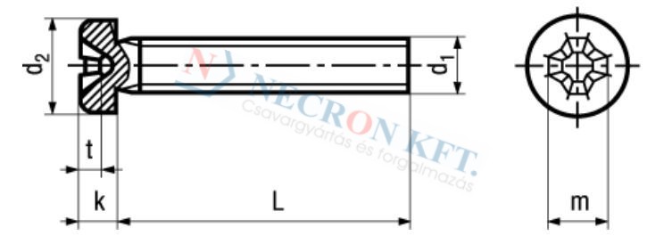 Hengeres fejű csavar Phillips kereszthoronnyal (NCN2845-A20-0200)