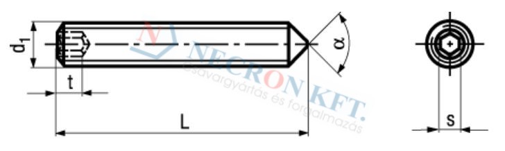 Belsőkulcsnyílású kúposvégű hernyócsavar (DIN914-A400-0015)