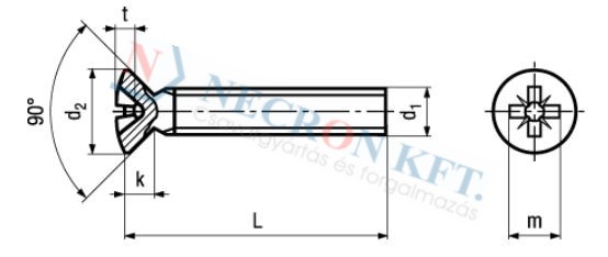 Lencsefejű csavar Pozidriv kereszthoronnyal (DIN966A-A40-0005)