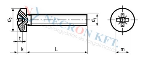 Domborúfejű csavar Pozidriv kereszthoronnyal (DIN7985-04P-0365)