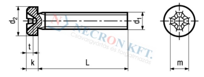 Hengeres fejű csavar Phillips kereszthoronnyal (NCN380-04PL-0280)