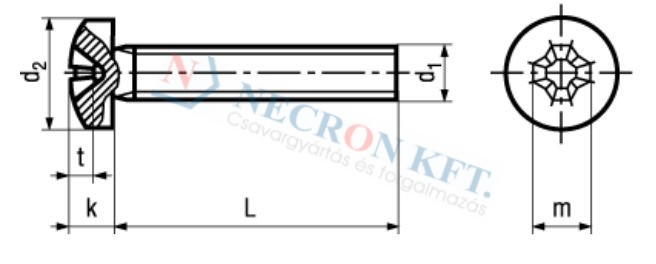 Domborúfejű kereszthornyú csavar (DIN7985-ZN0-0095)