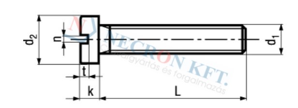 Hengeresfejű egyeneshornyú csavar esztergált (DIN84A-PL00-0190)