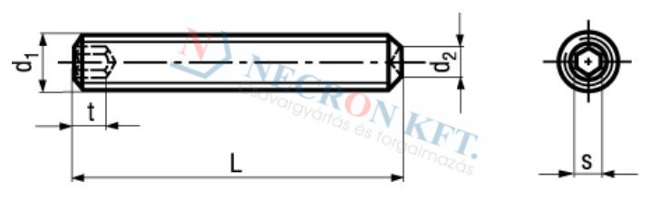 Belsőkulcsnyílású vágóélű hernyócsavar (DIN916-A400-0002)