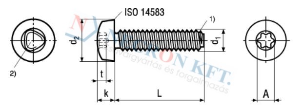 Domborúfejű menetnyomó csavar Torx kulcsnyílással (DIN7500C-A2X0105)