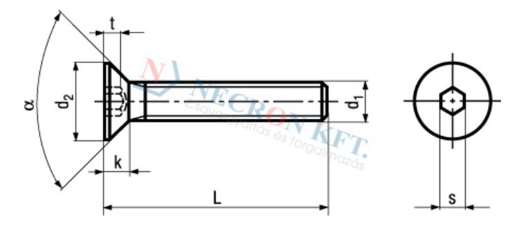 Süllyesztettfejű belsőkulcsnyílású csavar (DIN7991-A20-0435)