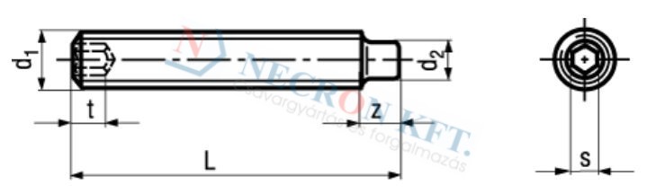 Belsőkulcsnyílású csapos hernyócsavar (DIN915-A200-0100)