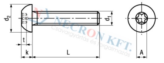 Domborúfejű csavar TORX kulcsnyílással (NCN6404-ZN0-0100)