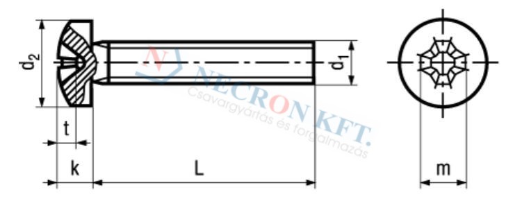 Domborúfejű kereszthornyú csavar (DIN7985-A20-0265)