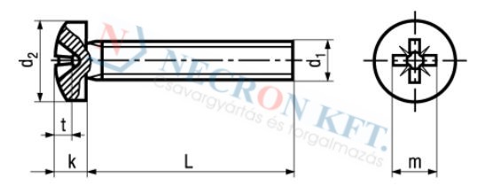 Domborúfejű csavar Pozidriv kereszthoronnyal (DIN7985A-A2-0195)