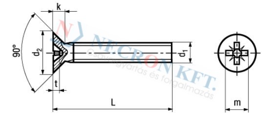 Süllyesztettfejű csavar Pozidriv kereszthoronnyal 82213