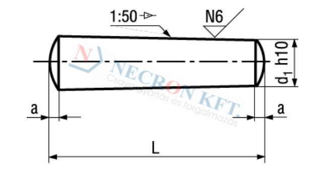 Kúpos illesztőszeg h10 nem edzett, esztergált (DIN1-2339BH-0380)