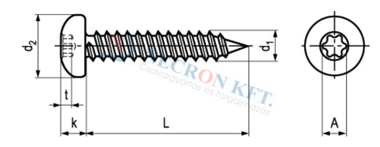 Domborúfejű lemezcsavar Torx kulcsnyílással (NCN9995-A20-0035)